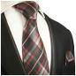 Preview: Men's tie black pink striped tartan pattern necktie 2014