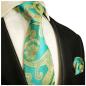 Preview: Men's tie turquoise yellow paisley brocade necktie 2024