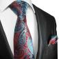 Preview: Men's tie red blue paisley brocade necktie 2061