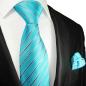 Preview: Men's tie turquoise striped necktie 2099