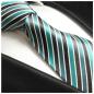 Preview: Men's tie turquoise grey striped necktie 250