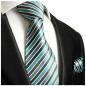 Preview: Men's tie turquoise grey striped necktie 250