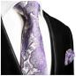 Preview: Men's tie purple lilac silver paisley brocade necktie 375