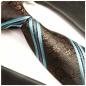 Preview: Men's tie brown turquoise floral striped necktie 394