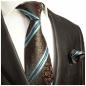 Preview: Men's tie brown turquoise floral striped necktie 394