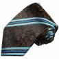Preview: Men's tie brown turquoise floral striped necktie 394