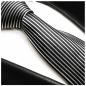 Preview: Men's tie black silver vertical striped necktie 408