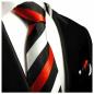 Preview: Men's tie red black silver striped necktie 410