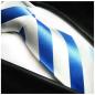 Preview: Men's tie light blue white striped necktie 413