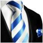 Preview: Men's tie light blue white striped necktie 413