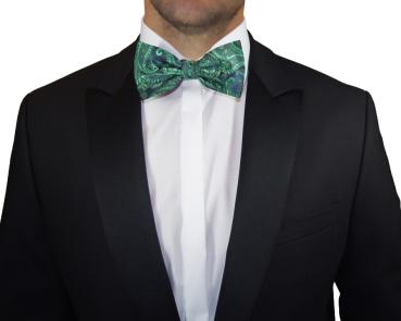 Men's bow tie elegant festive green paisley V14