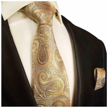 Men's tie yellow brown paisley brocade necktie 2010