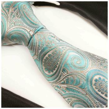 Men's tie turquoise paisley brocade necktie 2016