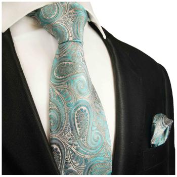 Men's tie turquoise paisley brocade necktie 2016