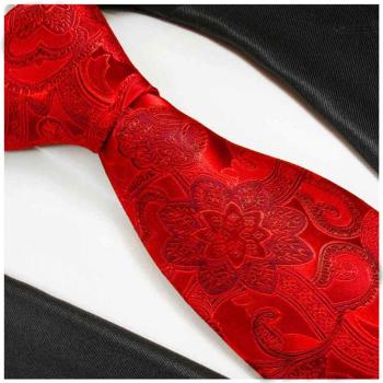 Men's tie red paisley floral necktie 2030