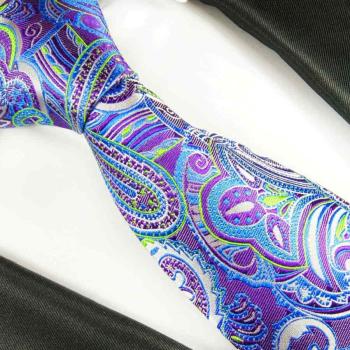 Men's tie blue green purple paisley necktie 2060