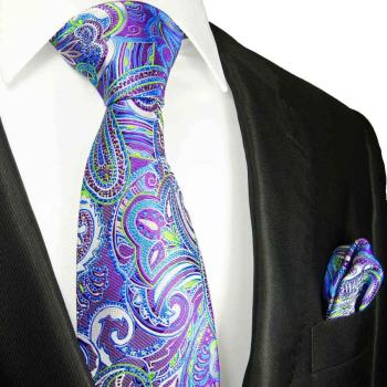 Men's tie blue green purple paisley necktie 2060