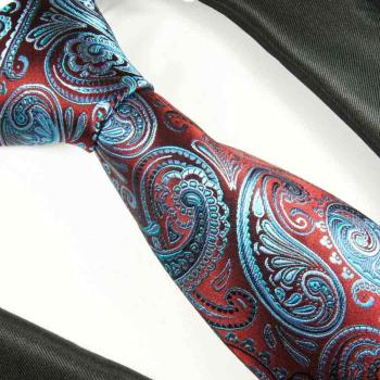 Men's tie red blue paisley brocade necktie 2061