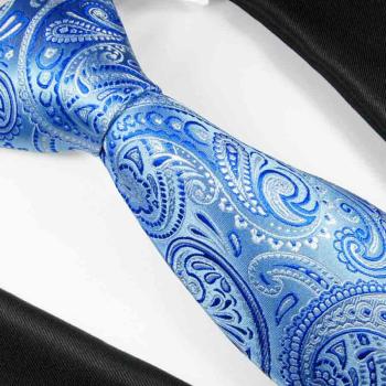 Men's tie blue paisley brocade necktie 2102