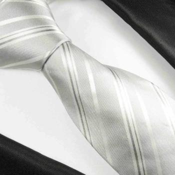 Men's tie silver white striped necktie 2104