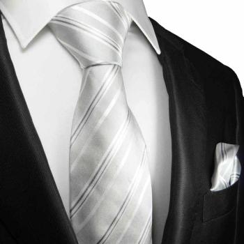 Men's tie silver white striped necktie 2104