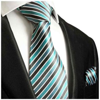 Men's tie turquoise grey striped necktie 250
