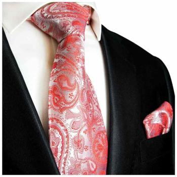 Men's tie red silver paisley brocade necktie 338