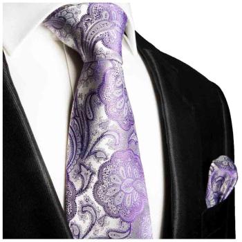 Men's tie purple lilac silver paisley brocade necktie 375