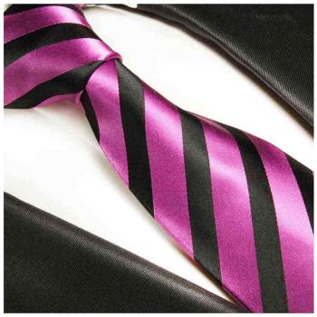 Men's tie pink black striped necktie 381