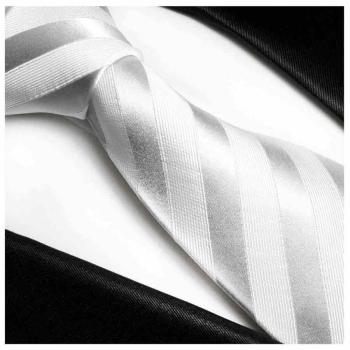 Men's tie silver white striped necktie 401