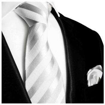 Men's tie silver white striped necktie 401