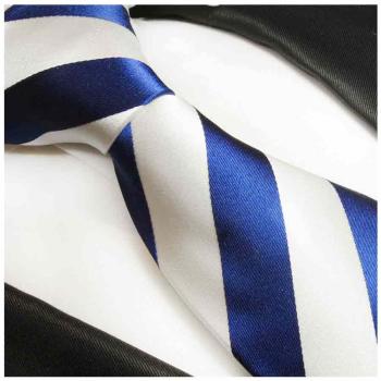 Men's tie blue white striped necktie 405