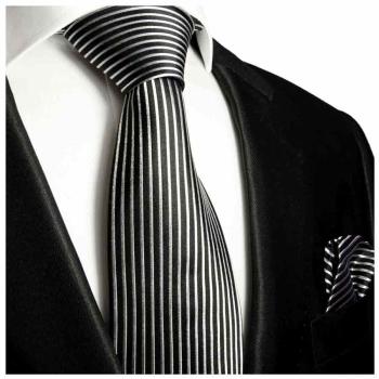 Men's tie black silver vertical striped necktie 408