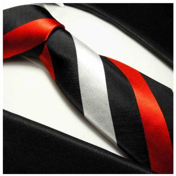 Men's tie red black silver striped necktie 410