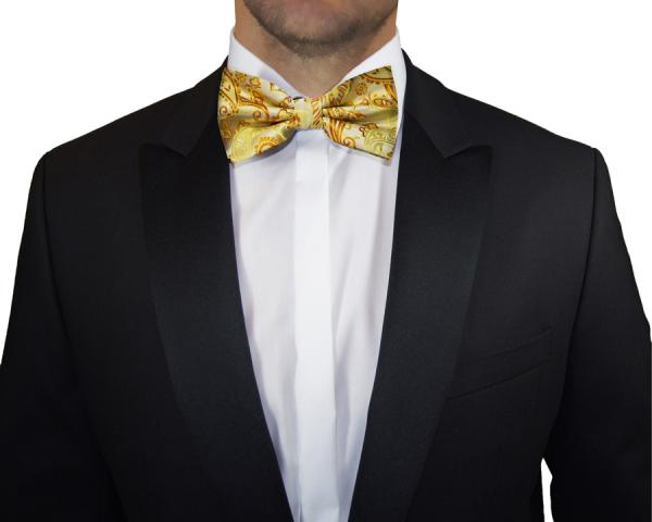 Men's bow tie modern elegant paisley gold V16