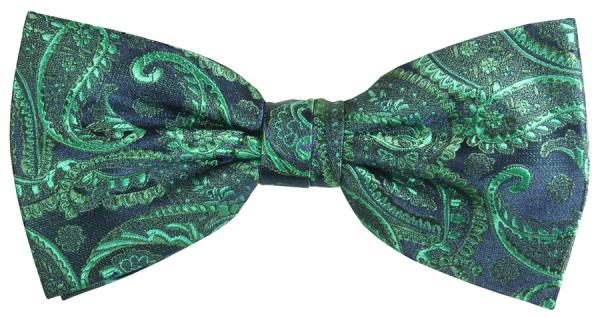 Men's bow tie elegant festive green paisley V14