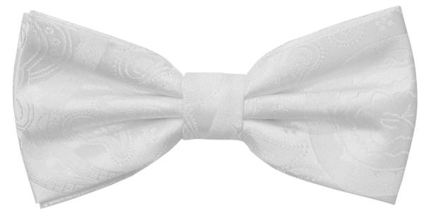 Men's bow tie elegant festive white paisley  V17