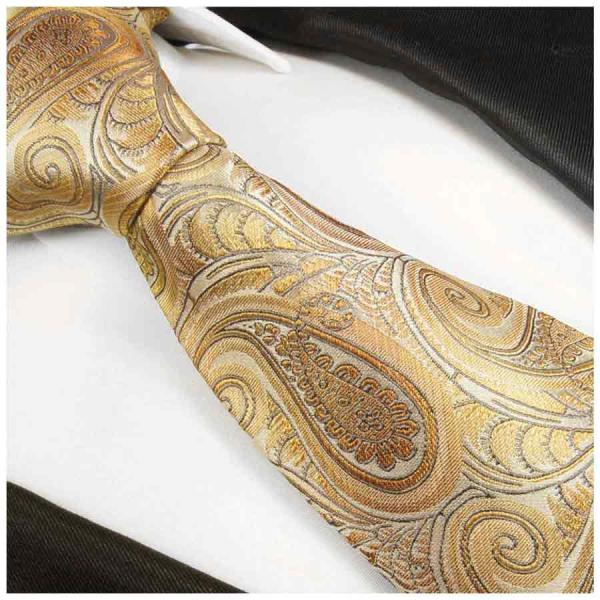 Men's tie yellow brown paisley brocade necktie 2010
