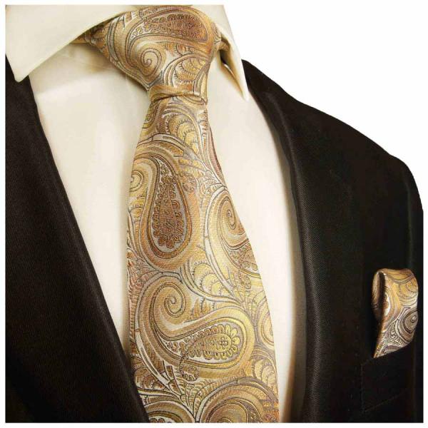 Men's tie yellow brown paisley brocade necktie 2010