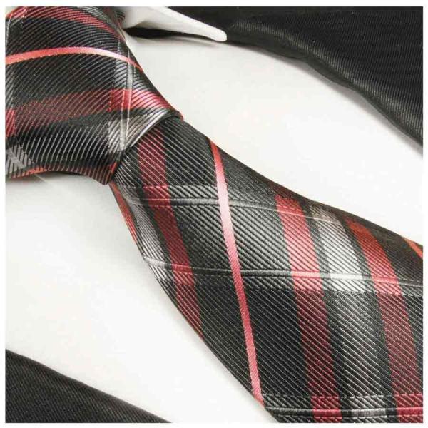 Men's tie black pink striped tartan pattern necktie 2014