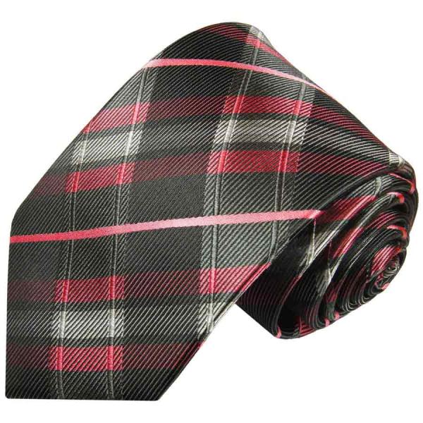 Men's tie black pink striped tartan pattern necktie 2014