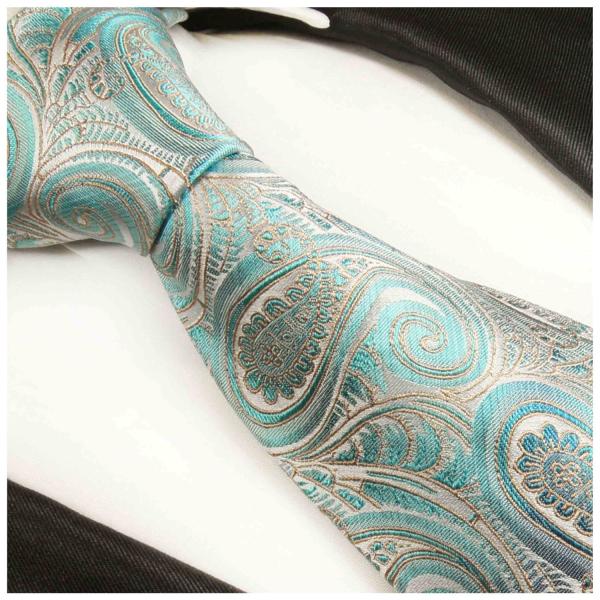 Men's tie turquoise paisley brocade necktie 2016