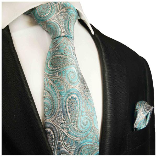 Men's tie turquoise paisley brocade necktie 2016