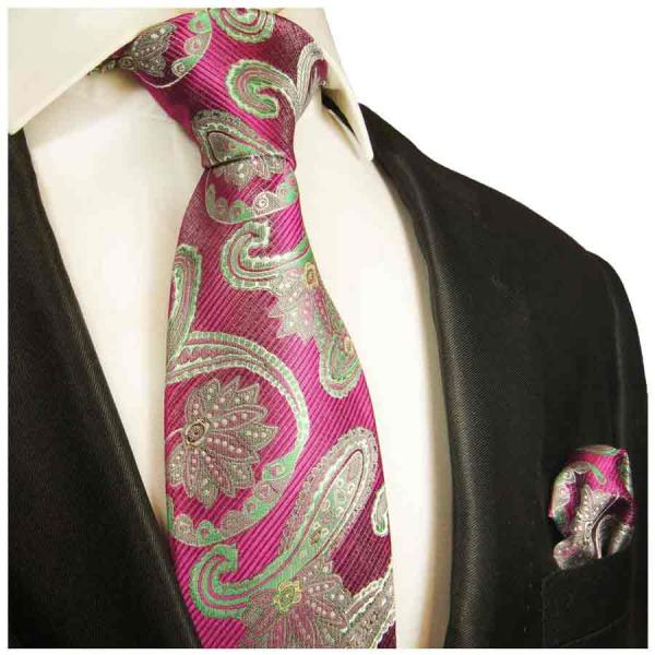Men's tie pink green paisley brocade necktie 2026