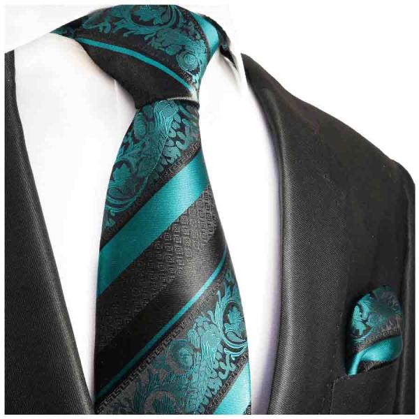 Men's tie petrol baroque striped necktie 2035