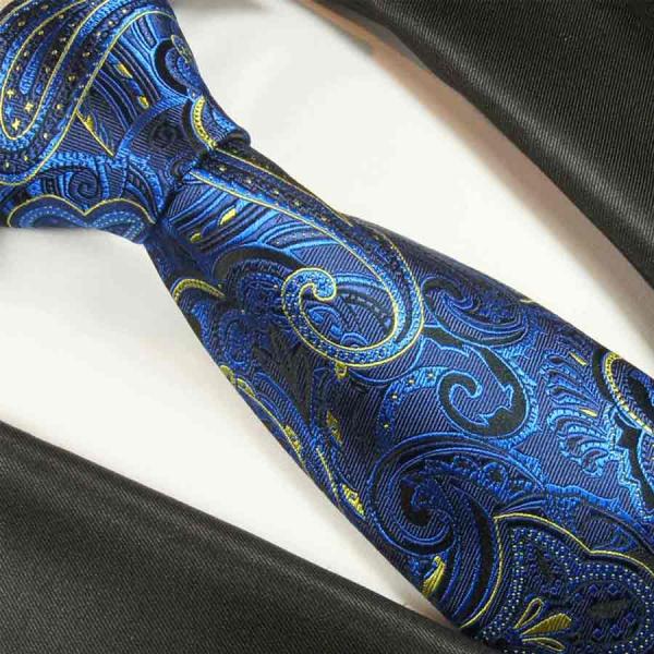 Men's tie blue paisley brocade necktie 2044