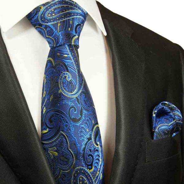 Men's tie blue paisley brocade necktie 2044