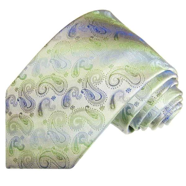 Men's tie green blue paisley brocade necktie 2058