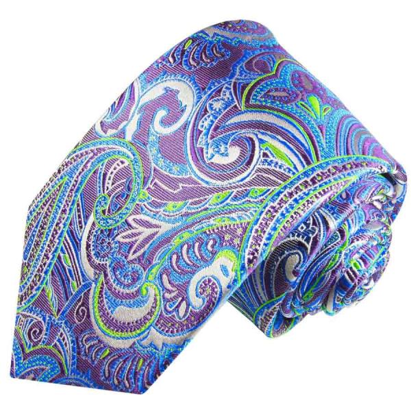 Men's tie blue green purple paisley necktie 2060