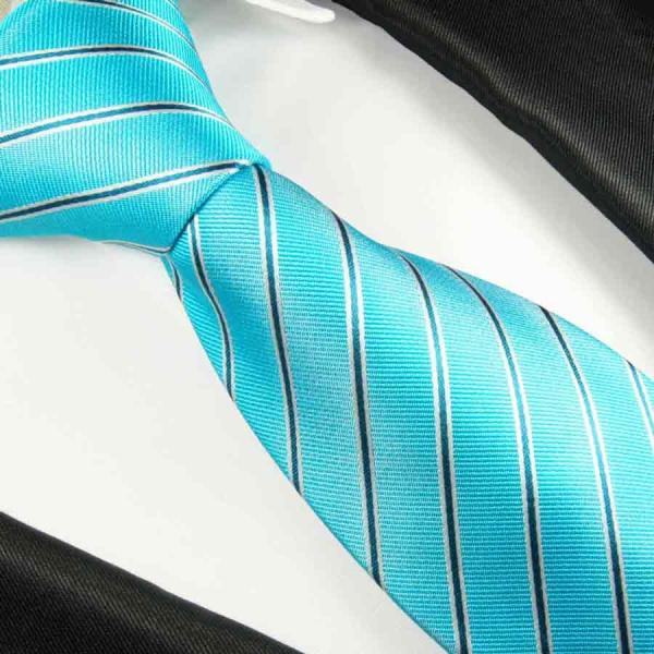 Men's tie turquoise striped necktie 2099